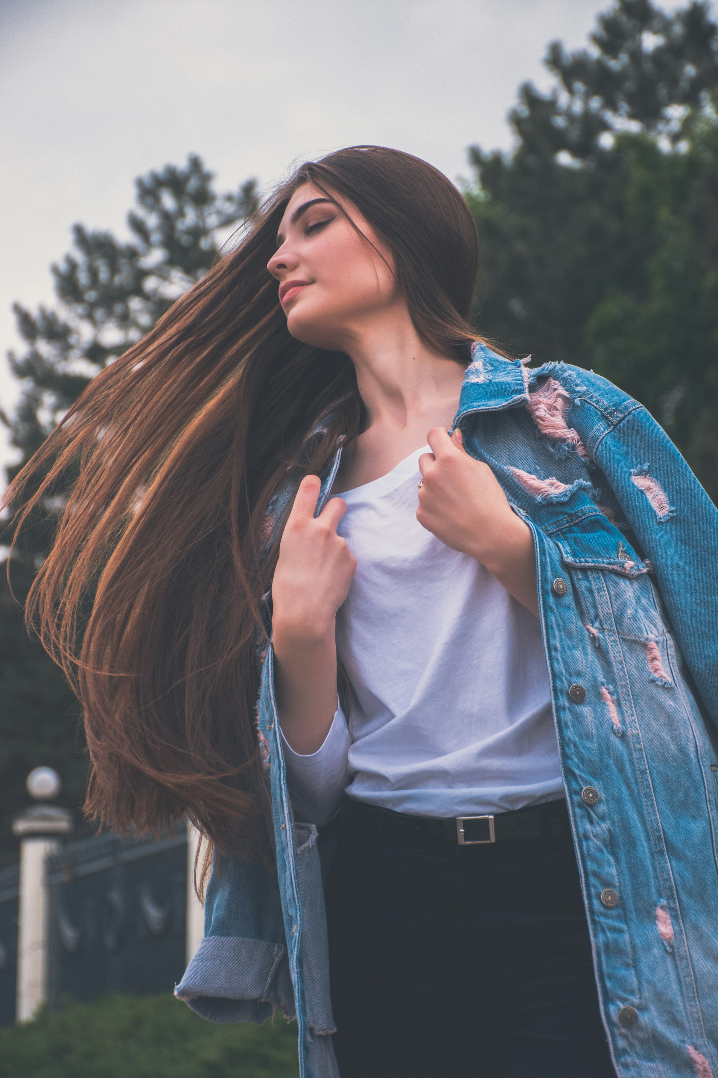Long, glossy hair in motion